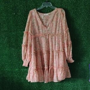 Kori Peach Floral Tunic Dress Or Top Floral Blouse